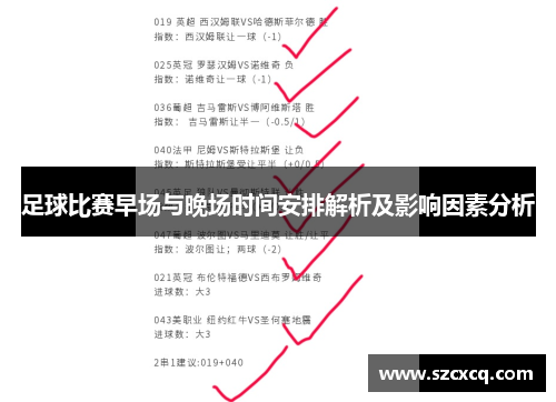 足球比赛早场与晚场时间安排解析及影响因素分析